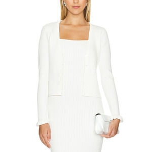 Posse Textured White Iris Cardigan Sweater Size XS